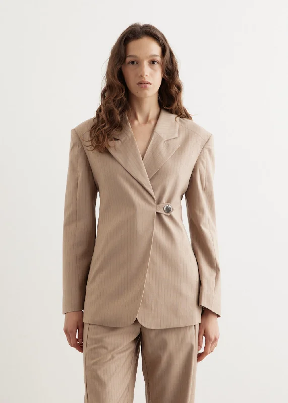 Blazers in slim silhouettes look chic -Melange Stripe Suiting Blazer