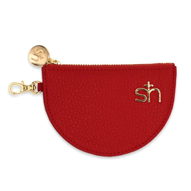 Reversible handle bags offering dual design styles -Zip Coin Pouch Red