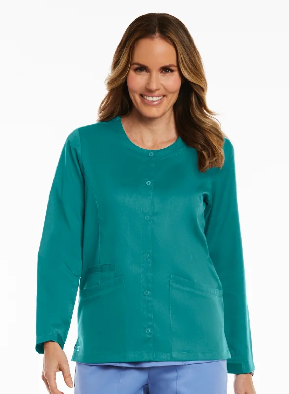 Round Neck Snap Jacket by Maevn XS-3XL /  TEAL BLUE