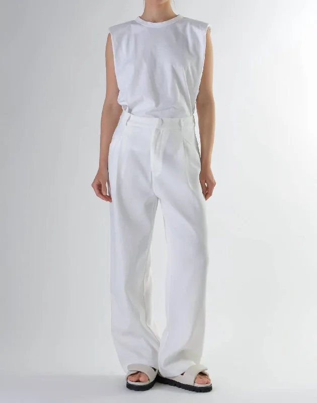 Pleated tight trousers for women with vintage-inspired design and modern twist -Classically Me Pants In White