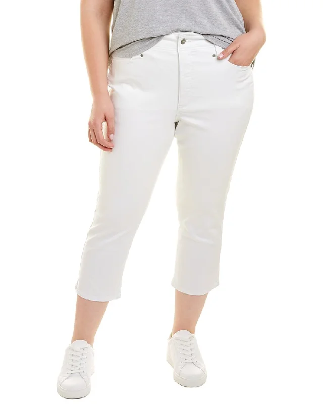 Tight trousers for women with leather accents and modern, bold design -NYDJ Plus High-Rise Ami Capri