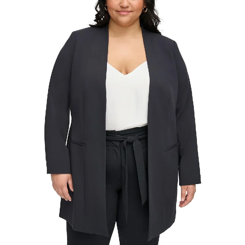 Designer blazers with unique cuts impress always -Calvin Klein Womens Plus Suit Separate Office Open-Front Blazer