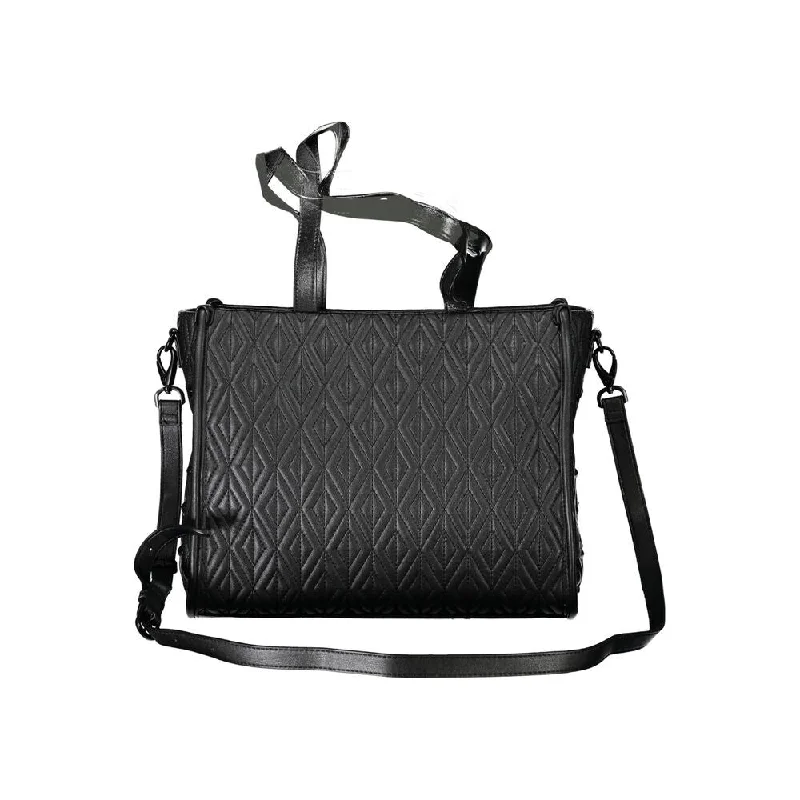 Designer handle bags with luxury logo detailing -Valentino Bags Black Polyester Women's Handbag