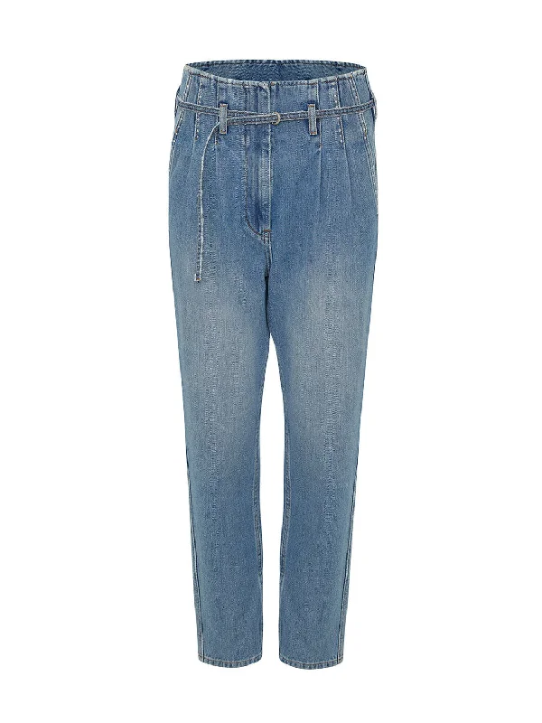 Vintage-inspired tight trousers for men with high waist and timeless look -High-Waisted Mom Jeans