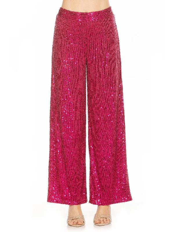 High-rise tight trousers for women with pleated front and classic look -Illy Sequin Pants