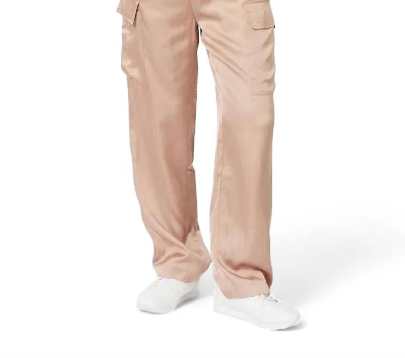 Bright colored tight trousers for women with striking hues for bold statement -Cargo Sateen Trousers In Gold