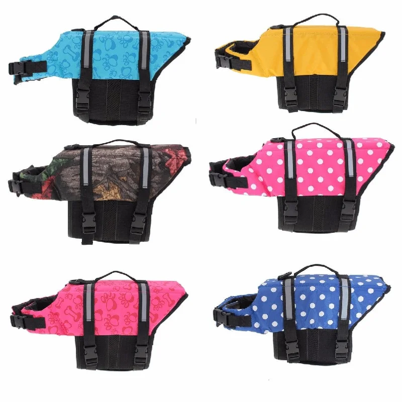 S Pet Aquatic Reflective Preserver Float Vest Dog Cat Saver Life Jacket New