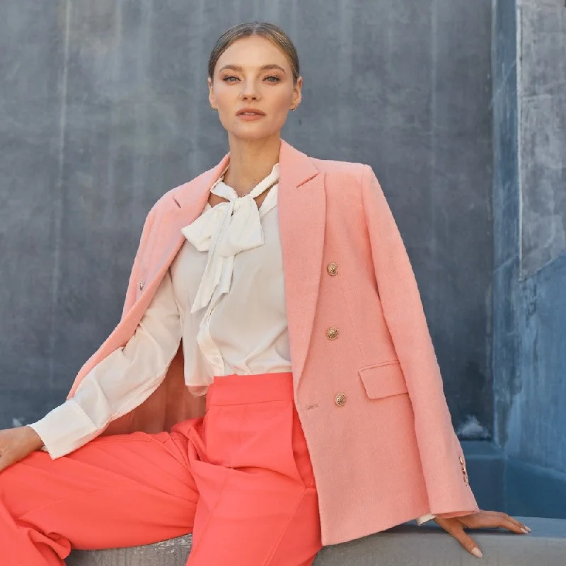 Blazers featuring wool blends feel rich -Lorena Blazer (Pink)