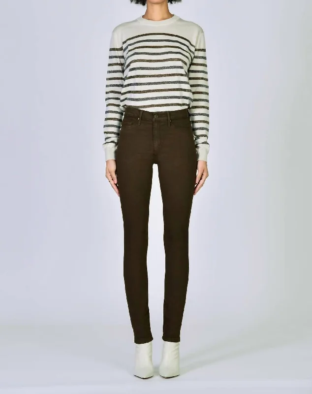 Stylish tight trousers for women with high-waisted fit for flattering look -Gisele High Rise Skinny Jean In Wacky Tobaccy