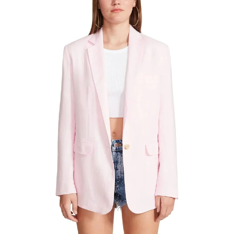 Blazers featuring silk blends feel smooth -Linen On The Edge Blazer (Pink Tulle)