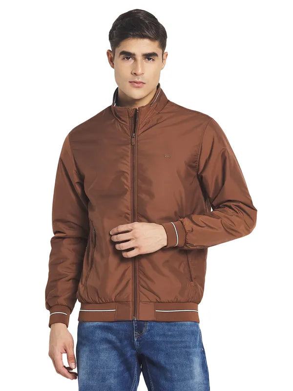 Mettle Men Brown Solid Bomber Jacket