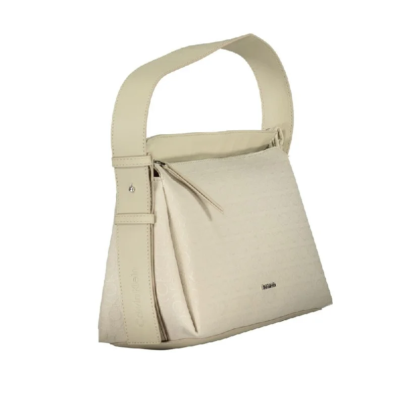 Handle bags with rugged canvas for outdoors -Calvin Klein Beige Polyester Women's Handbag