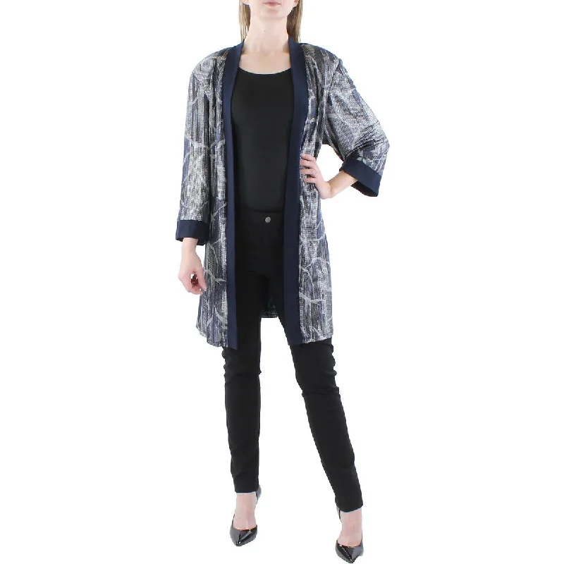 Casual blazers for weekend wear are versatile -R&M Richards Womens Plus Metallic Open Front Duster Blazer