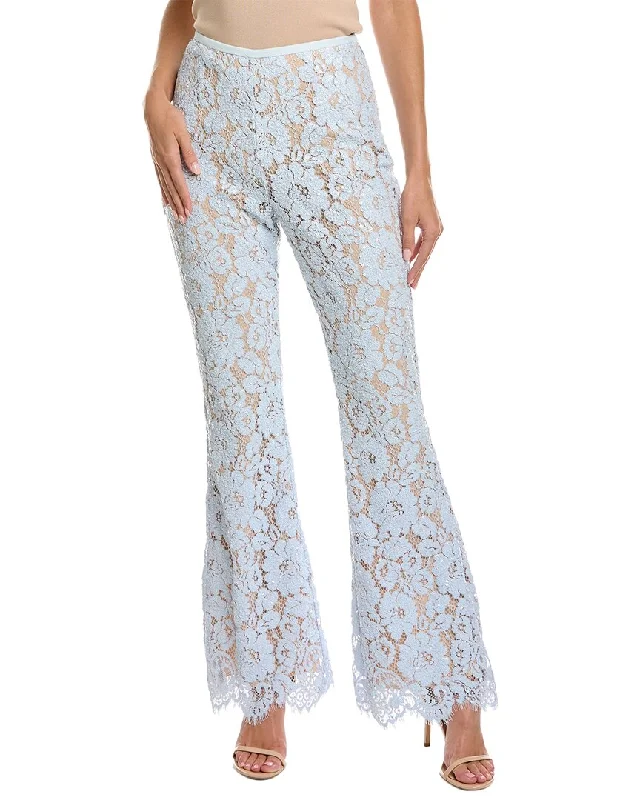 Tight trousers for women with faux leather material for sleek and modern look -Michael Kors Floral Lace Paillette Flare Pant