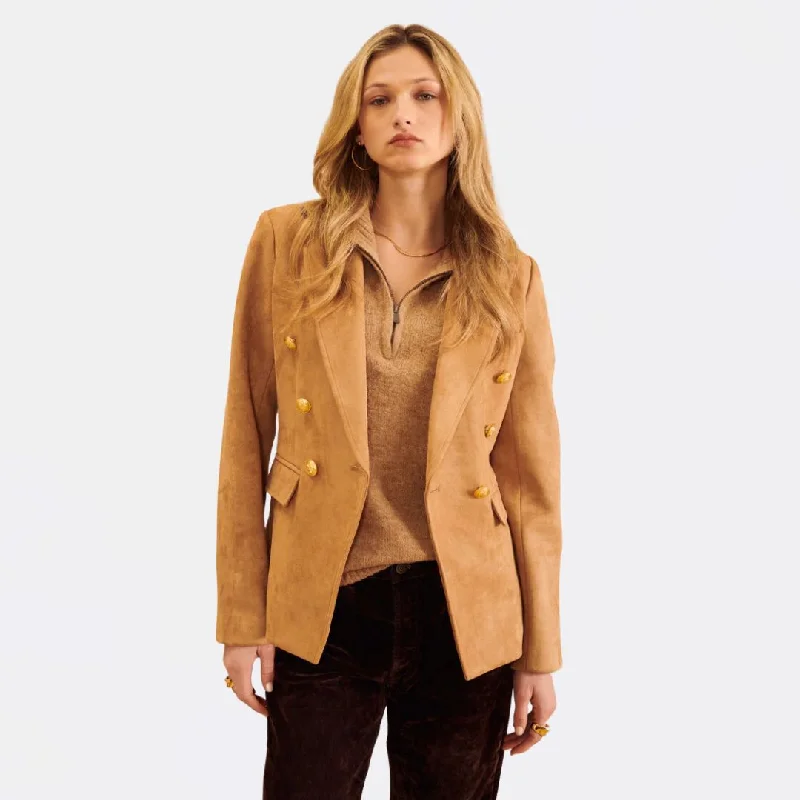 Velvet blazers for evening wear add luxury -Orson Blazer (British Tan)