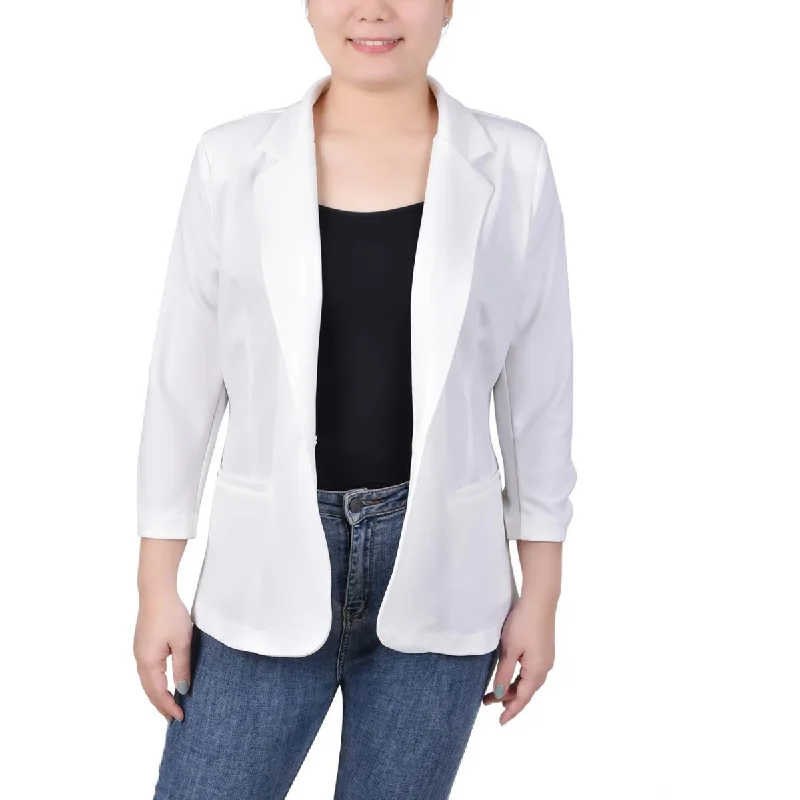 Blazers for modern gentlemen look sharp -NY Collection Womens Petites Crepe 3/4 Sleeve One-Button Blazer