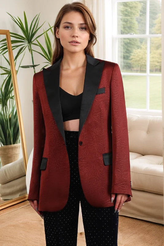 Vintage blazers for retro style are timeless -Rust Peak Lapel One Button Women Blazer