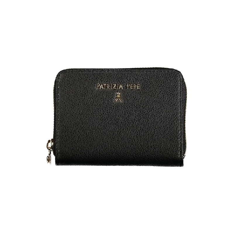 Handle bags with woven fabric for texture -Patrizia Pepe Black Leather Women's Wallet