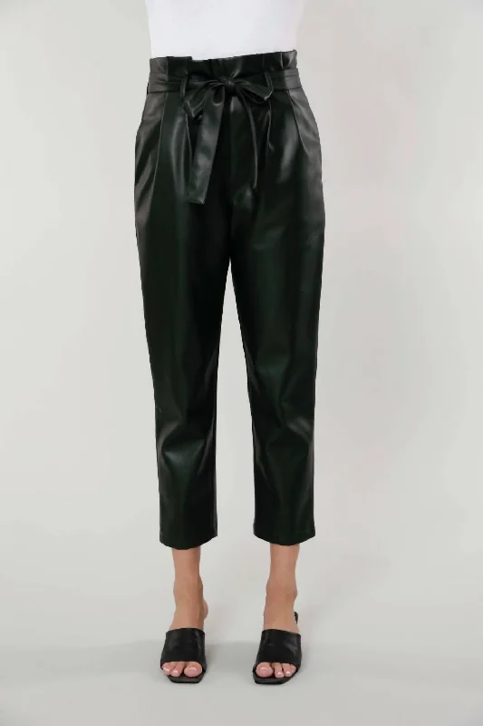 Stylish tight trousers for men with tapered leg and contemporary look -Uptown Paper Bag Pants In Green