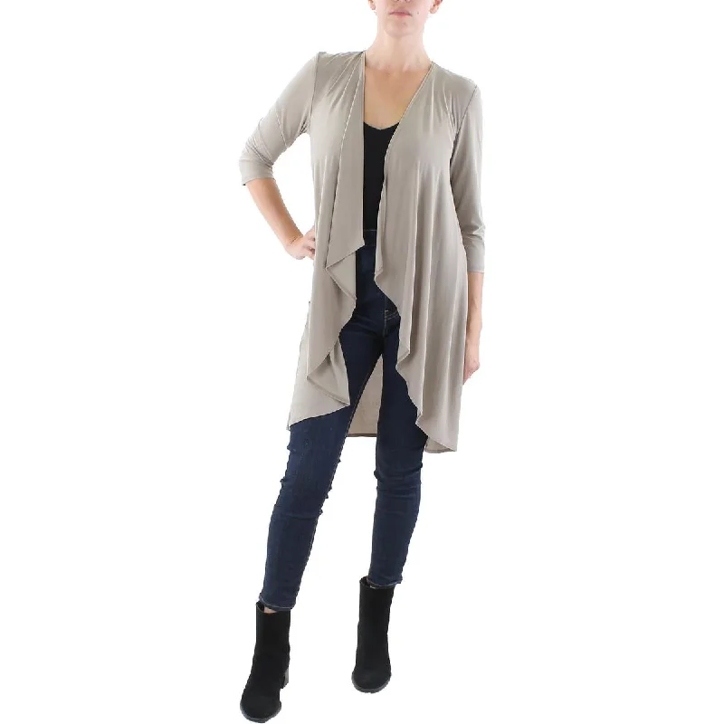 Blazers featuring denim fabrics feel rugged -R&M Richards Womens Knit Open Front Duster Blazer