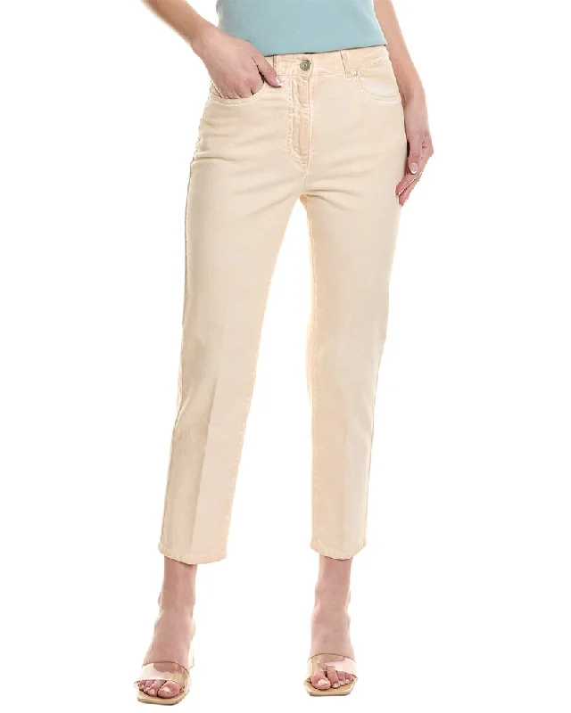 Bold color tight trousers for women with bright hues and daring style choices -Peserico Dusty Pink Straight Jean