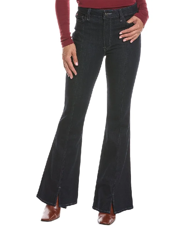 All-black tight trousers for women with simple, chic design for formal occasions -HUDSON Jeans Heidi Indigo Rinse High-Rise Flare Jean