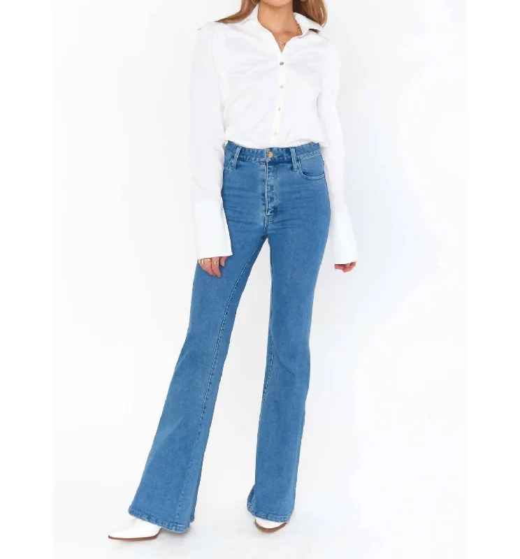 Designer skinny tight trousers for women with tailored fit and luxury finish -Hawn Bell Jeans In Sky Rider