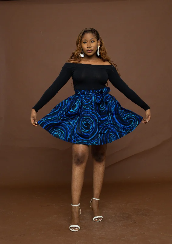 Midi Dresses for Versatile Wear -Uku Ankara Short Mini Skirt | Blue African Print