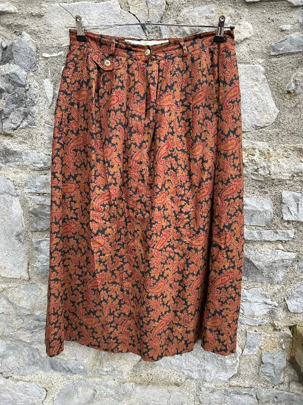 Floral Dresses for Romantic -80s brown paisley skirt uk 14