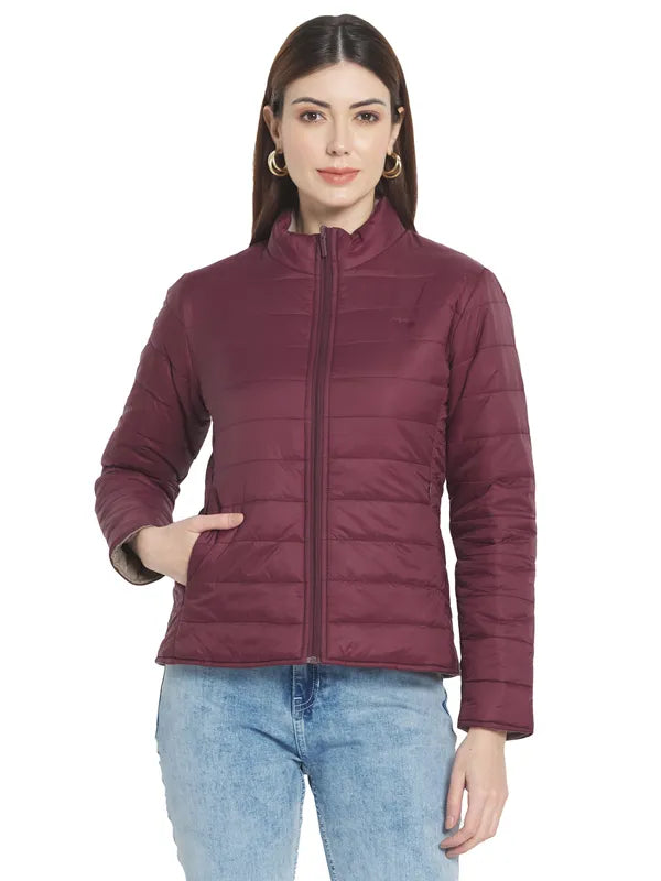 Mettle Women Maroon Padded Jacket