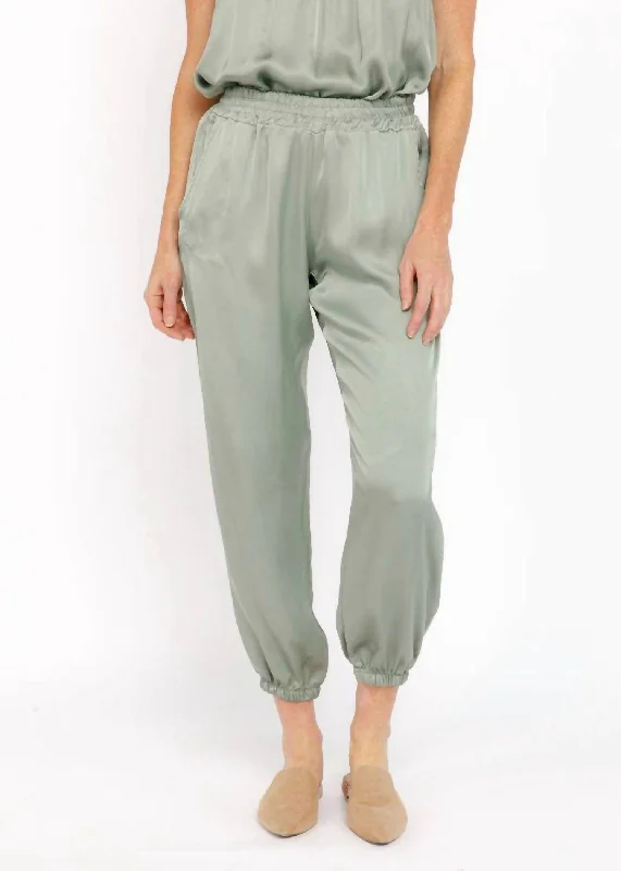 Versatile tight trousers for women with fold-over waist for adjustable comfort -Brooke Jogger Pants In Military