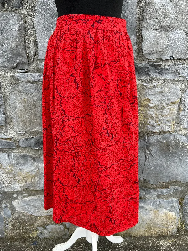 Nylon Dresses for Stretchable -90s red scribbles midi skirt uk 8