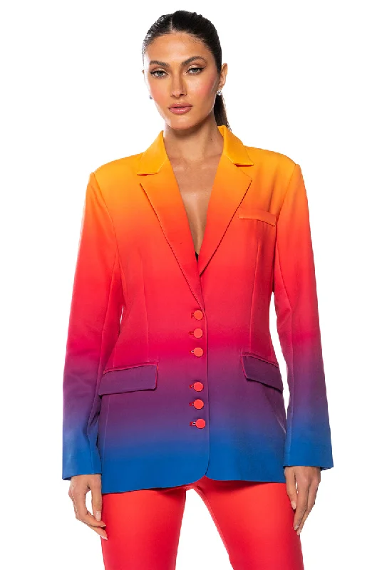 Blazers for relaxed Fridays fit right -SUNSET IN PARADISE OMBRE BLAZER