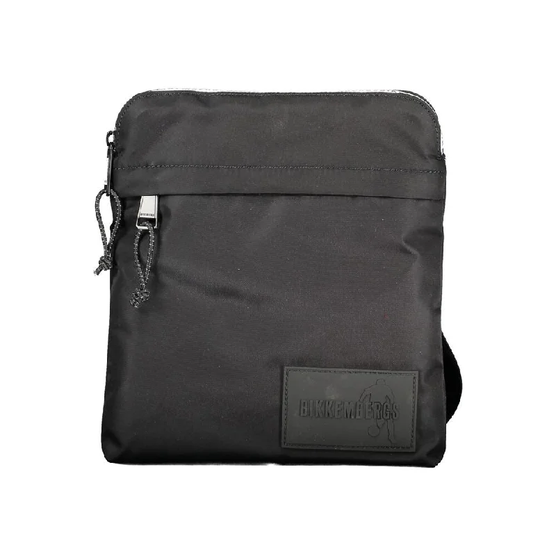 Handle bags with artistic prints for creativity -Bikkembergs Black Nylon Shoulder Men's Bag