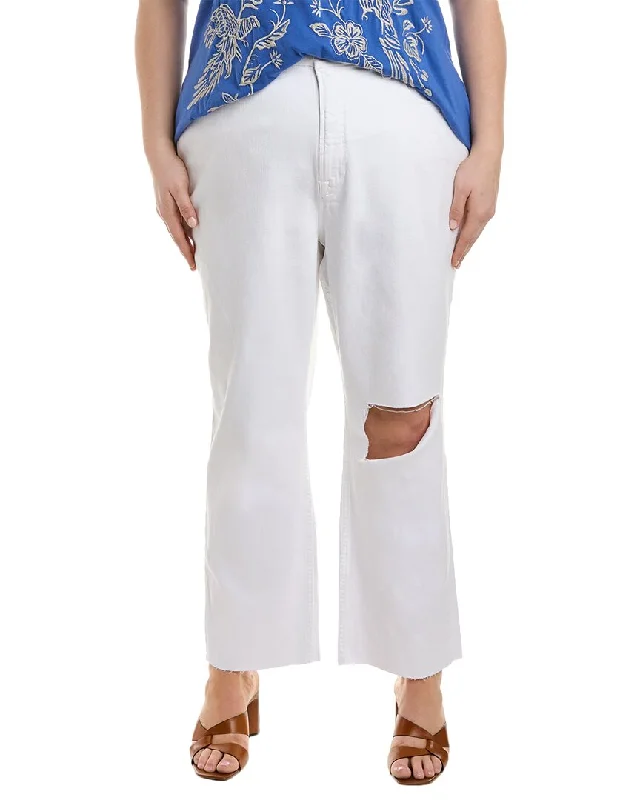 Formal tight trousers for women with sharp crease and sophisticated tailoring -GOOD AMERICAN Plus Icon White Crop Jean