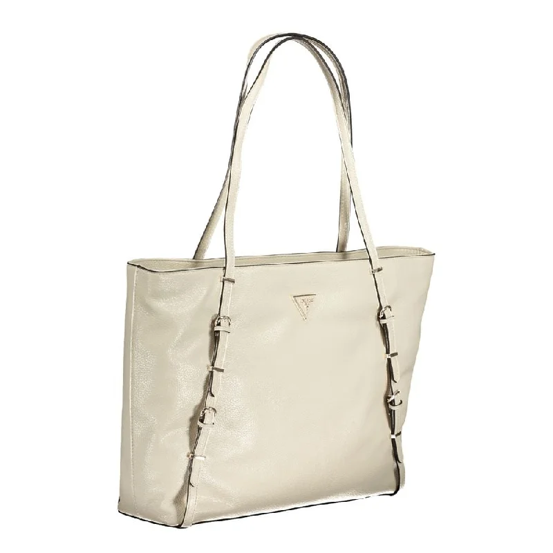 Handle bags with perforated details for style -Guess Jeans Beige Polyethylene Women's Handbag