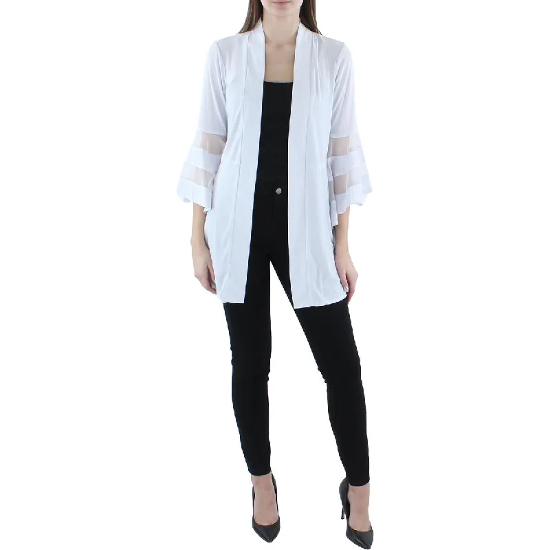 Cotton blazers for everyday wear stay comfy -R&M Richards Womens Knit Mesh Inset Duster Blazer