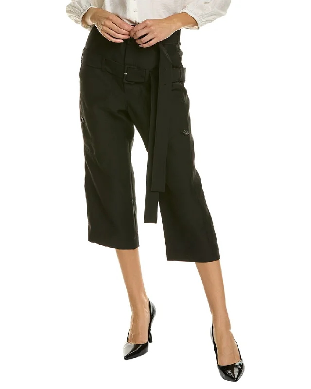 Tight office trousers for women with professional cut and flattering fit -LANVIN Belted Wool & Silk-Blend Pant