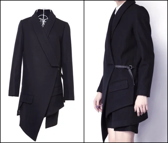 Avant Garde Dark Wool Irregular Cut Women Coat Jacket  Exclusively Ours!