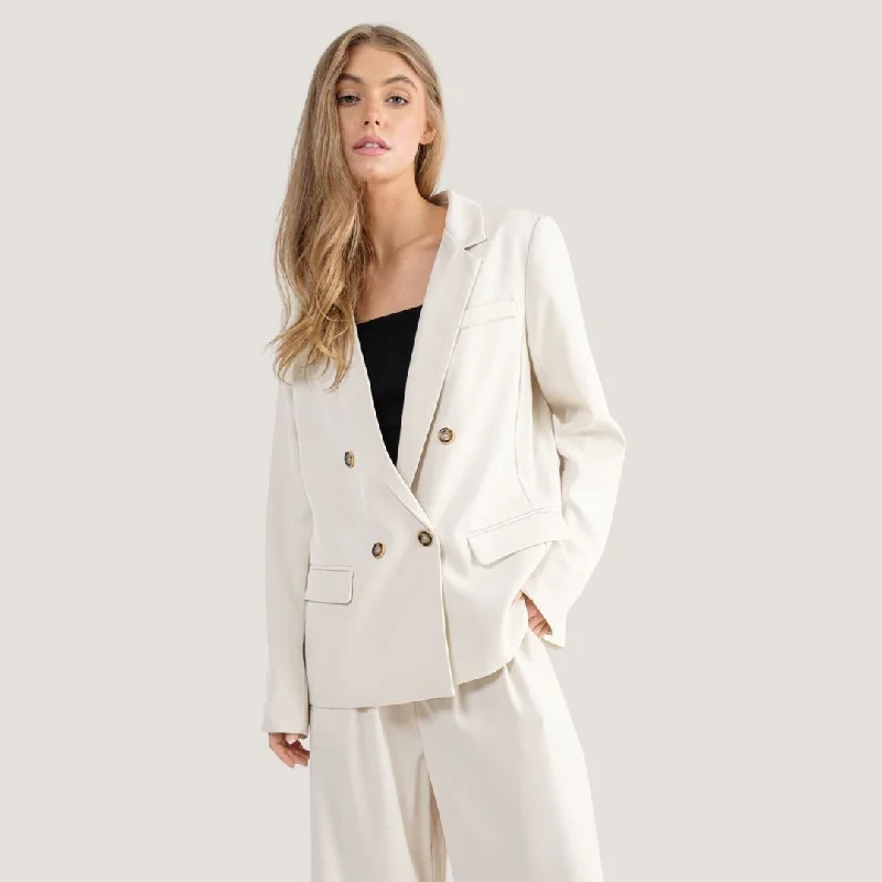 Blazers for statement looks turn heads -Double Breasted Blazer (Off White)