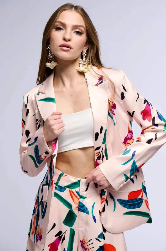 Tailored blazers for business meetings look sharp -CANDY RAIN SATIN LONGLINE BLAZER