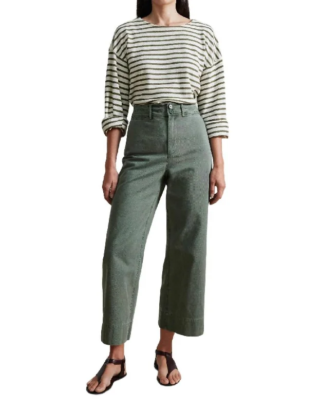 Tailored fit tight trousers for men with sharp pleats and slim leg for office wear -Chino Merida Pant In Thyme