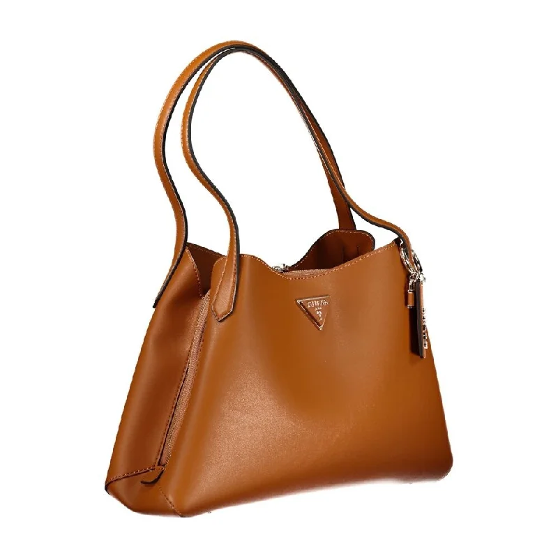 Handle bags with neutral leather for elegance -Guess Jeans Brown Polyethylene Women's Handbag