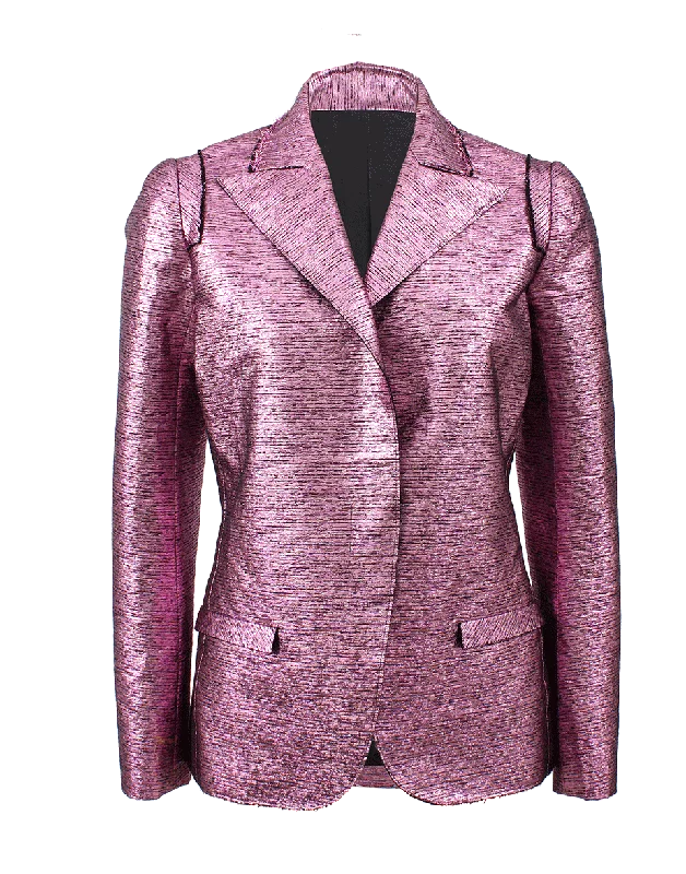 Blazers with unique buttons add quirky flair -One Button Lame Blazer