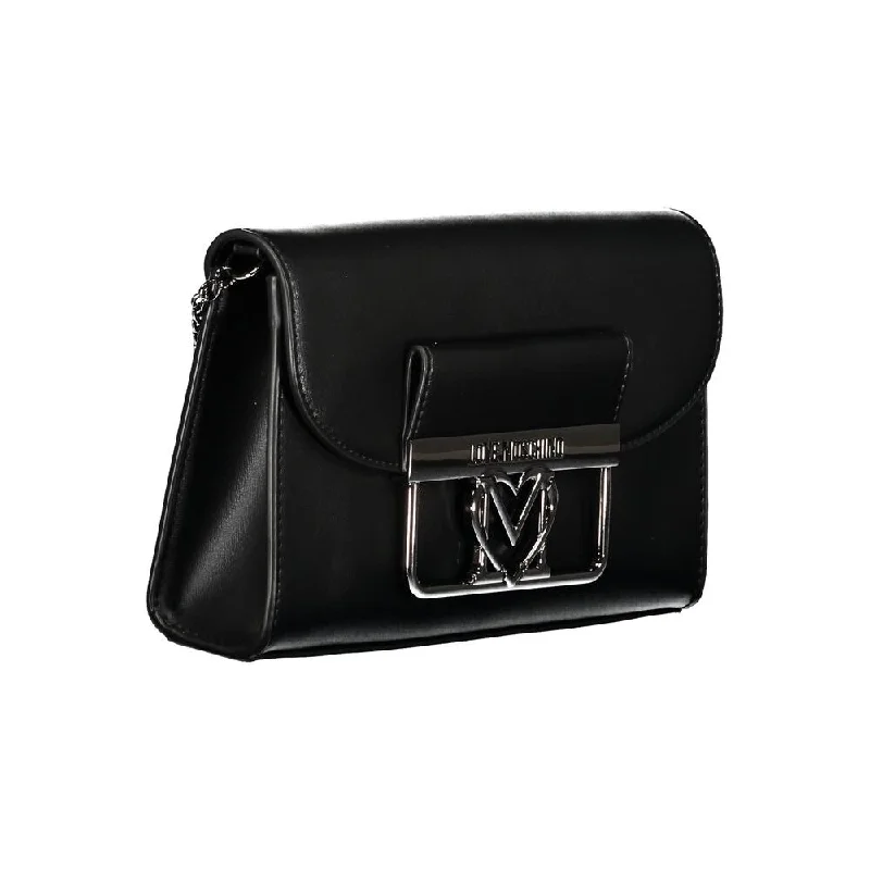 Handle bags with multi-color weaves for vibrancy -Love Moschino Black Polyethylene Women's Handbag