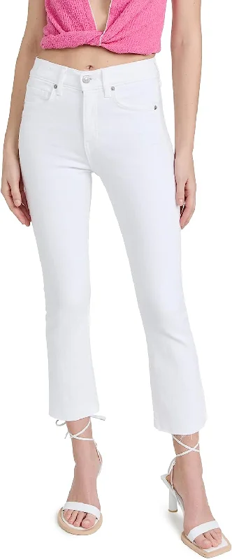 Tight trousers for women with side slits and ankle-length design for chic style -Veronica Beard Jean Women's Carly Kick Flare Raw Hem Jeans