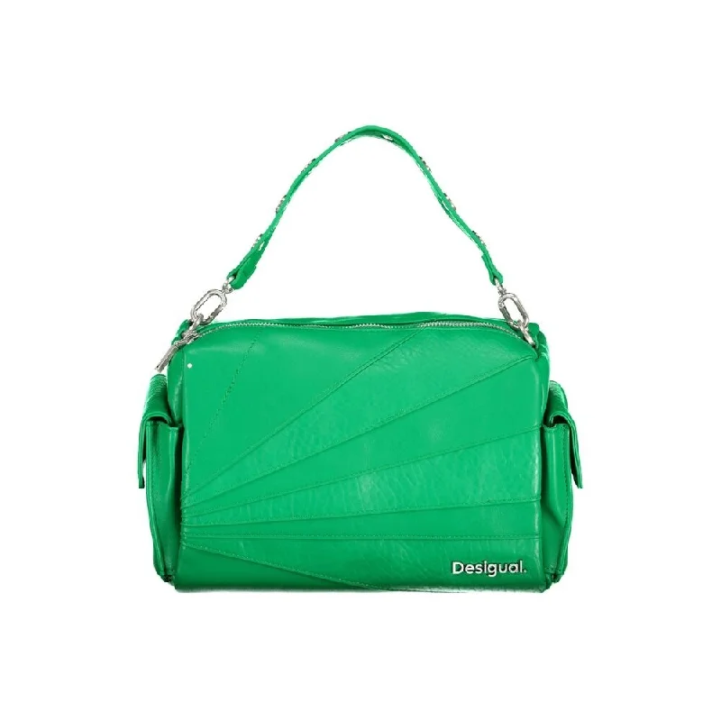 Handle bags with bright neons for visibility -Desigual Green Polyethylene Women's Handbag