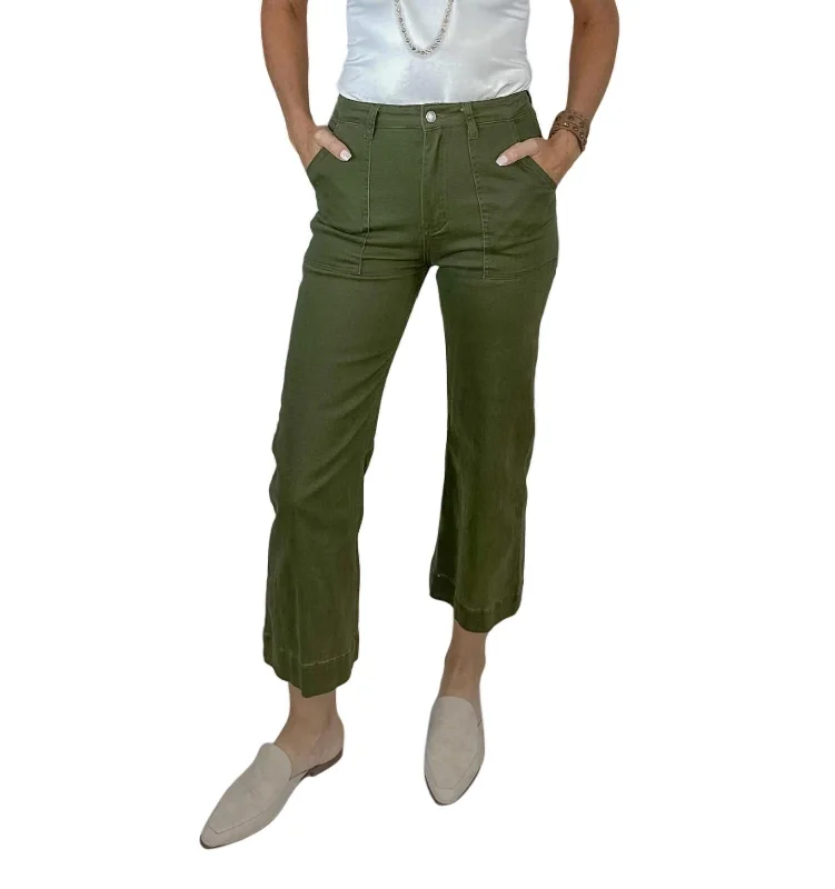 Slim-fit tight trousers for men with comfortable stretch material for daily wear -Claire Cropped Cargo Pants In Green