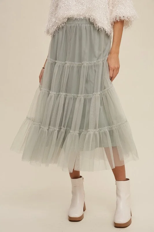 Bridesmaid Dresses for Ceremony -Jeremiah Tulle Tiered Midi Skirt