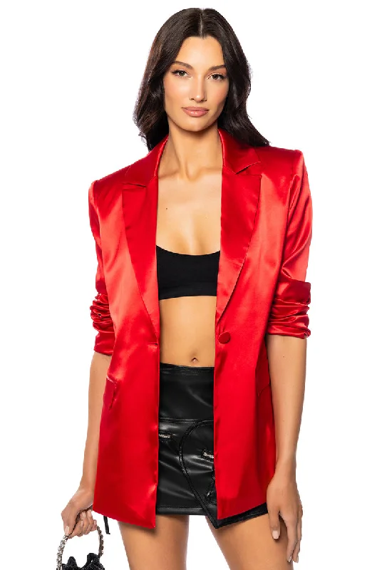 Blazers with deep pockets stay practical -BECCA SATIN LUXE BLAZER